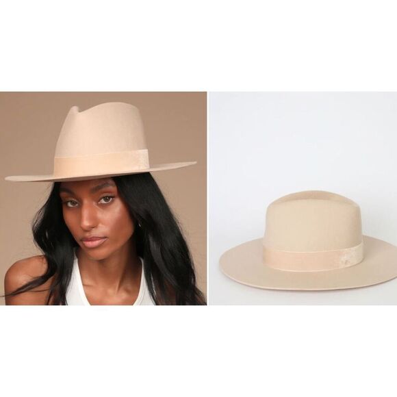 Veronica Beard Lack of Color Benson Beige Felt Wool Wide Brim Hat L NWT 230 main image 5
